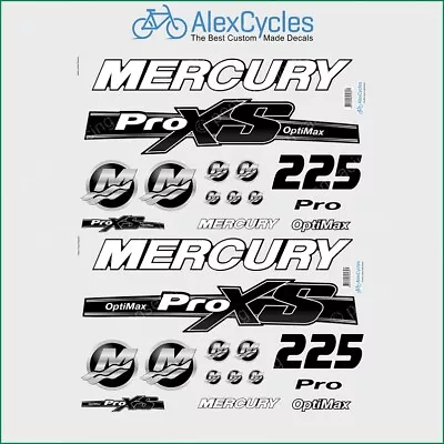 225 HP Mercury Optimax ProXS Outboadrs Motor Black Laminated Decals Boat Kit • $77