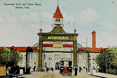 Mizpah Arch Trolley Horse-Drawn Union Train Station Denver CO. Pre-1910. • $3.60