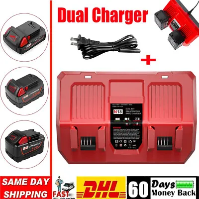 Charger For Milwaukee 18V Battery Charger Station 2Ports 48-59-1802 48-59-1812 • $34.19