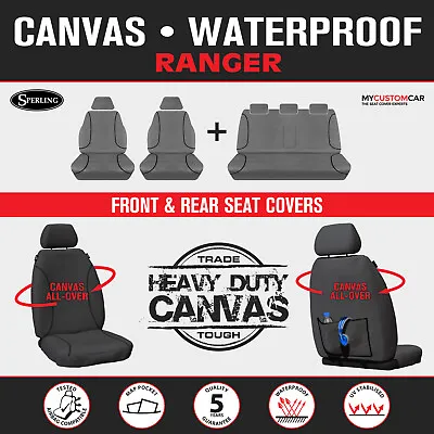 Ford Ranger PX Dual Cab 2015-2022 TRADIES Front&Rear Grey Canvas Car Seat Covers • $309