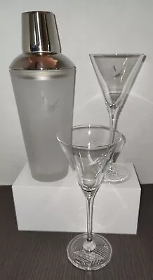 VTG Grey Goose Cocktail Shaker Frosted 2 Grey Goose Vodka Martini Glasses Bar  • $36.74