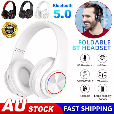 Folding Wireless/Wired Bluetooth Headphones Noise Cancelling Over Ear Headset AU • $15.85