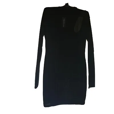 £1.95 • Buy Black Rib Cut Out Long Sleeve Body Con Dress Size 12 Pretty Little Thing