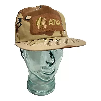 Vintage 80s AT&T SnapBack Camo Made In USA Hat Cap Desert Battle Camouflage ATT • $21.99