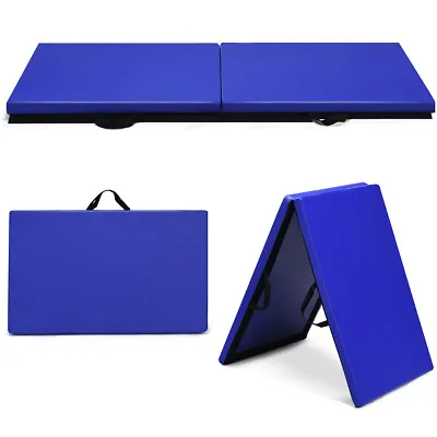 Gymax 6'x2' Yoga Mat Folding Exercise Aerobic Stretch Fitness Gymnastic Pad Blue • $53.99
