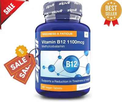 Vitamin B12 Tablets High Strength 1100mcg Methylcobalamin 360 Vitamin B12 Vegan • £8.47