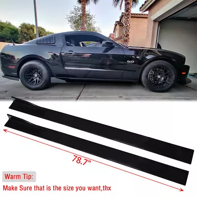 79'' Side Skirt Rocker Panel Lip Splitter Gloss Black For Ford Mustang 2015-2021 • $75.11