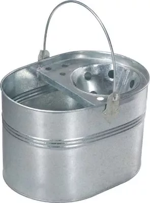 Mop Bucket Galvanised Metal Heavy Duty Cleaning Home Basket Strong Handle Room • £14.99