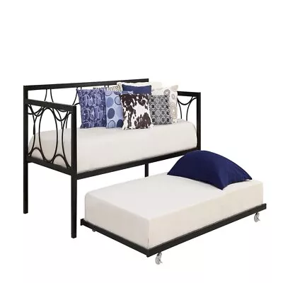 Modern Twin Daybed Mattress Trundle Metal Black Finish Universal Trundle • $74.99