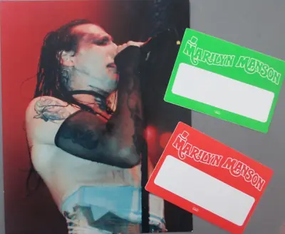 Marilyn Manson Concert Photo + 2 Satin Cloth Backstage Passes AUTHENTIC OTTO ! • $14.99