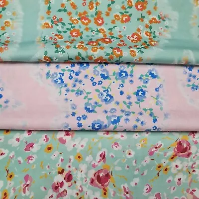 £0.99 • Buy Silky Satin Fabric Floral Printed 55  Wide Sold By Metre