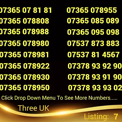 £7.95 • Buy GOLD EASY MOBILE NUMBER PLATINUM VIP UK THREE PAY AS YOU GO SIM CARD Listing: 7