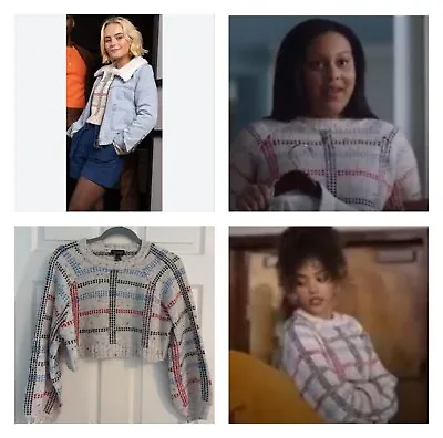 Ruby Sunday Dr Who Cosplay Topshop Crop Knit Check Plaid Jumper Sweater SA UK 4 • £35