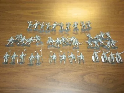 42 MARX KNIGHTS - Silver Playset Figures Dated 1965 54mm - Fighting LOT MEDIEVAL • $65