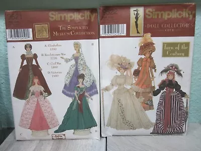 Simplicity 9521 Museum Collection 9522 Doll Coll Barbie 11 1/2  COSTUME Patterns • $16.99