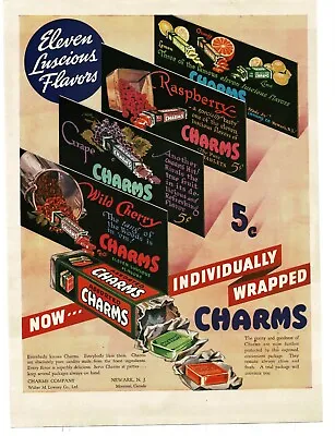 $8.95 • Buy 1937 Charms Candy Raspberry Grape Wild Cherry Vintage Print Ad