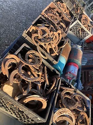 .50 Used Steel  Rusty Horseshoes W/Nails  Art Decor Rustic  Weld  TULSA OKLA • $1