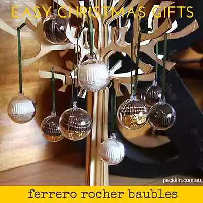 4cm (x50 Qty) Clear Acrylic Two Piece Christmas Baubles - Ferrero Rocher • $37.90