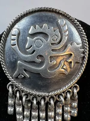 Taxco Maricela Sterling Aztec Mayan Ozomatli Monkey Deity Vtg Pendant Necklace • $47.50