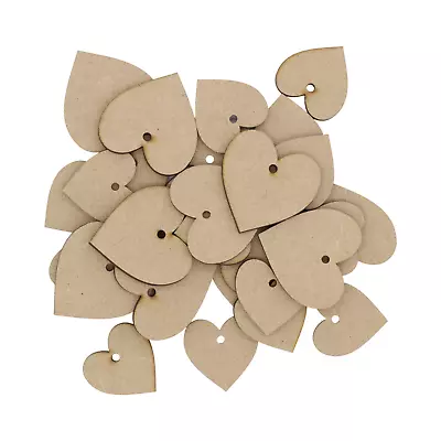MDF Heart With 3MM Hole Craft Shapes Embellishments Decorations Wooden Blanks • £2.74