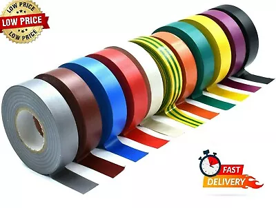 PVC Electrical Insulation Tape Coloured Insulating 19mm X 10m 20m 25m 33m • £3.25