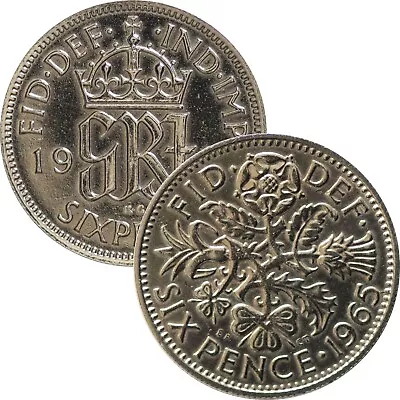 Sixpence Coin : 1947 - 1967 George VI To Elizabeth II : Lucky Wedding Gift • £0.99