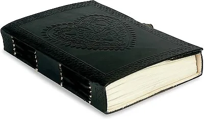 5  Vintage Black Heart Leather Journal Embossed Travel Handmade Notebook Diary • $52.21