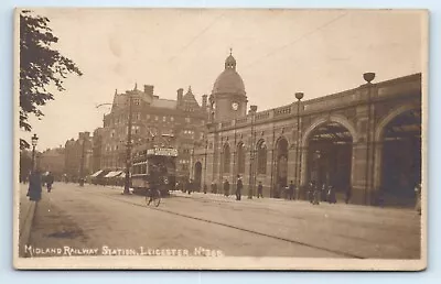 POSTCARD Leicester Midland Railway Station London Road Tram & Cyclist • £4.99