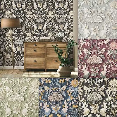 £1.99 • Buy Fine Decor Dimensions Woodland Animals Flowers Wallpaper 3D Effect Damask Colors