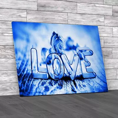 Rose Love Saying Blue Canvas Print Large Picture Wall Art • £14.95