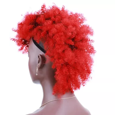 Afro Mohawk Puff Kinky Curl Wigs Women's Colorful Synthetic Clip In Hairpiece • $39.33