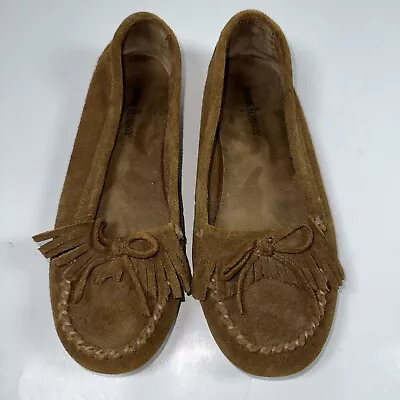 Minnetonka Womens Sz 9 Moccasins Suede Leather Shoe Slipper Comfort Casual Brown • $15