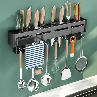 Kitchen Storage Organizers Wall Mounted Punch-free Stainless Household Racks • £33.64