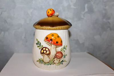 HTF Merry Mushroom 5 1/2” Canister 1978 Sears Cookie Jar W/ Lid MERRI Vintage #1 • $50