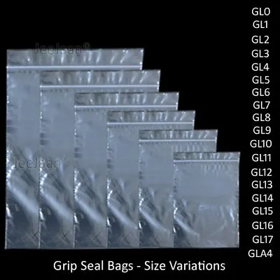 Grip Seal Bags Self Resealable Grip Poly Plastic Clear Zip Lock MIX [All Sizes] • £199.98