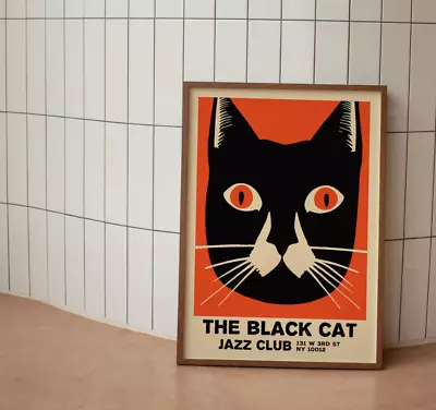 The Black Cat Jazz Club Vintage Cute Jazz Club Atmosphere Collectible Art Poster • $16.99