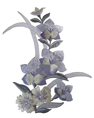 #4371L 6-1/2  Purple Orchid Flower Embroidery Applique Patch-Left • $5.99