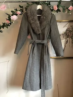 £45 • Buy Stunning Wool Vintage Penny Lane Afghan Coat Jacket Uk S Fur Sheepskin Grey