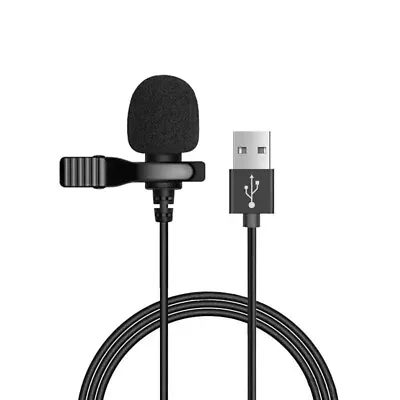 USB 2.0 Mic Microphone Clip-on Lapel Mini Lavalier PC Type C For Recordings - UK • £7.99