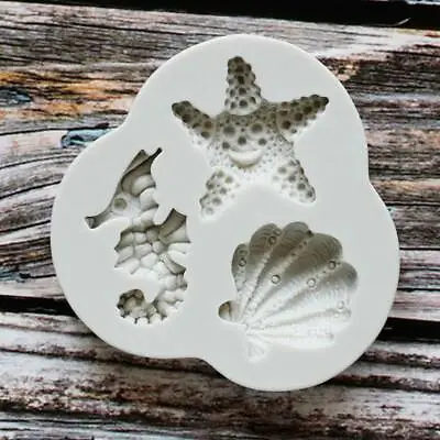 Icing Mold Mould Shells Fondant Seashell Sea Horse Silicone Cake Beach Starfish • £4.68