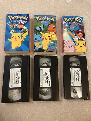 Pokemon Lot Of 3 VHS Tapes I Choose You Pikachu Poke-Friends Mystery Mt Moon  • $9.99