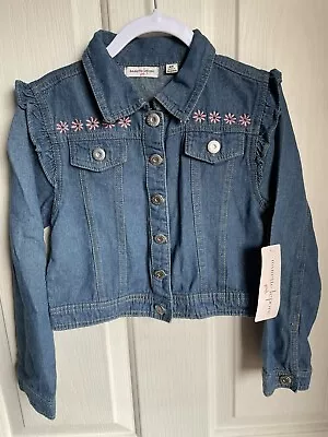 Nanette Lepore Girls Jean Jacket With Embroider Pink Flowers Size 6 New With Tag • $9.50