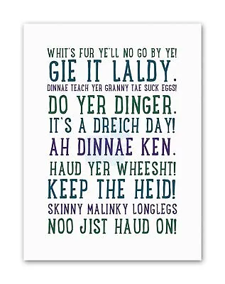 Scottish Sayings Phrases Scotland Typograph Quote Canvas Art Print • £13.99
