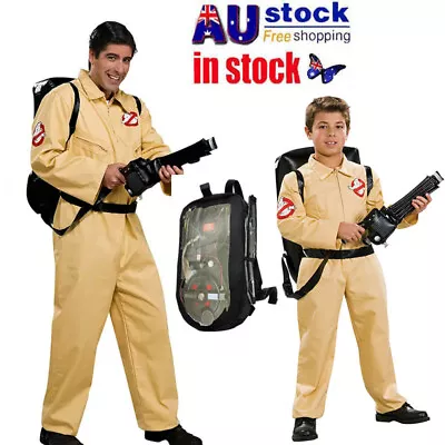 Kids Adults Ghostbusters Costume Jumpsuit Backpack Boys Ghost Catchers Halloween • $18.99