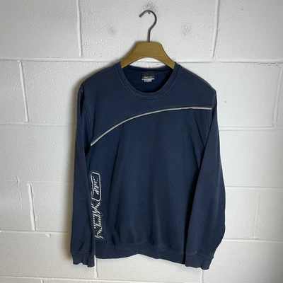 £9.95 • Buy Vintage Reebok Sweatshirt Mens Large Blue Spell Out Crew Neck Pullover Retro Y2K