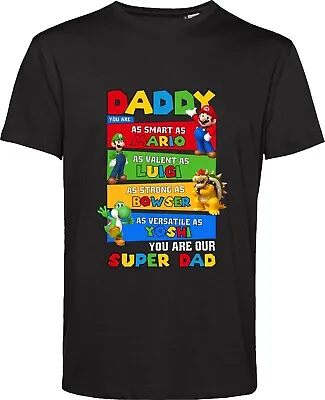 Mario Luigi T Shirt Super Dad Bowser Yoshi Father's Day Daddy Unisex Gift Top • £9.99