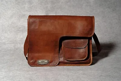 Laptop Satchel Shoulder Bag Men's Vintage Brown Leather Collage Messenger 15  • $58.28