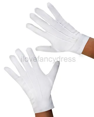 Short White Gloves Magician Fancy Dress Mime Captain Santa Costume Accessory Lot • £5.99