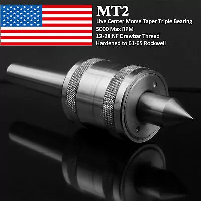  MT2 Live Center Morse Taper Triple Bearing Lathe Centering Tool Medium Duty CNC • $28.60