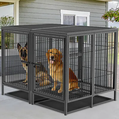 Heavy Duty Dog Cage Strong Metal Crate Pet Playpen Kennel Partition For 2 Dogs • £249.91